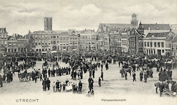 2650 Gezicht op het Vredenburg te Utrecht tijdens de Palmpaardenmarkt; op de achtergrond de noordzijde van het ...